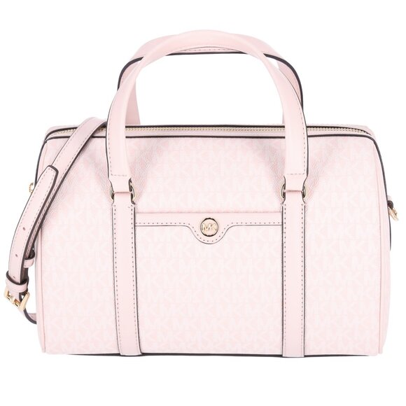 Michael Kors Medium Duffle Bag Satchel Light Powder Blush Pink MK Signature - Picture 1 of 7
